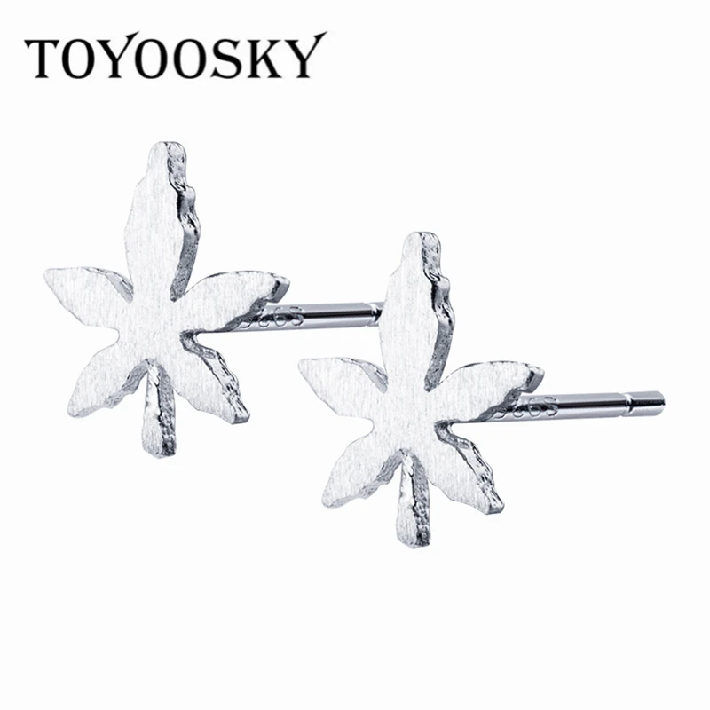 1 пара, Настоящее серебро 925 пробы, серьги-гвоздики для женщин, кленовый лист, милые 8 мм x 9 мм, для дочери, для девочек, ювелирные изделия