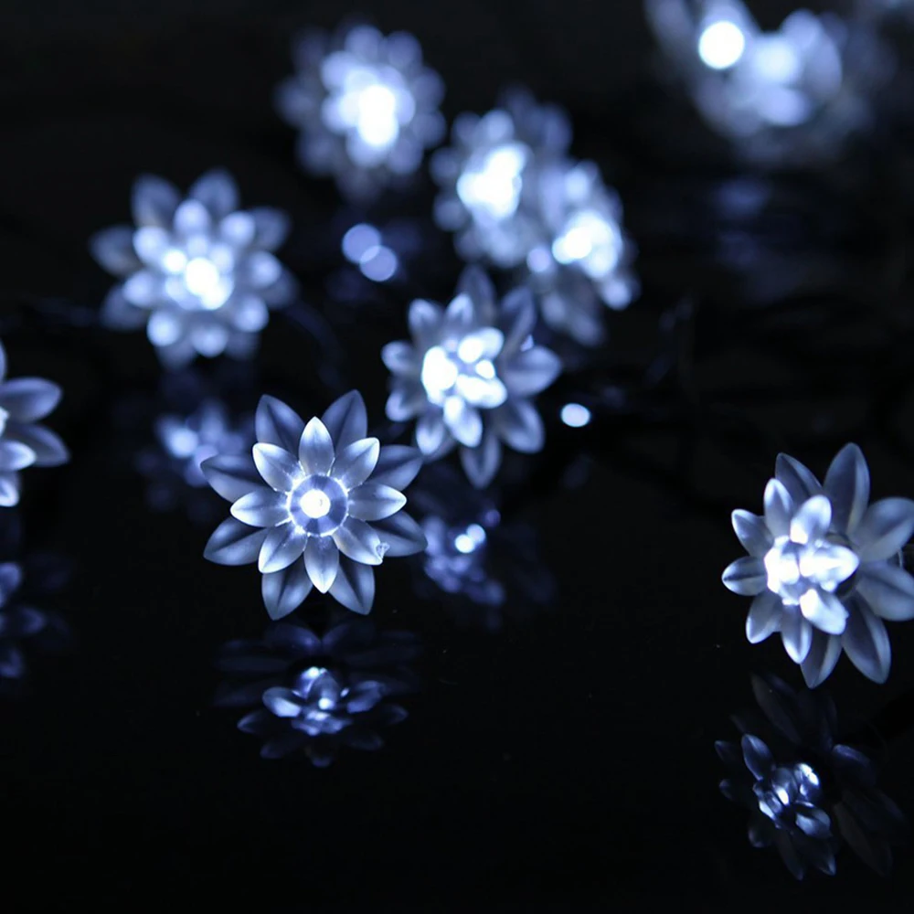 Tdrshine Солнечный свет строка 30LED открытый гирлянды двойной лотос огни Строка