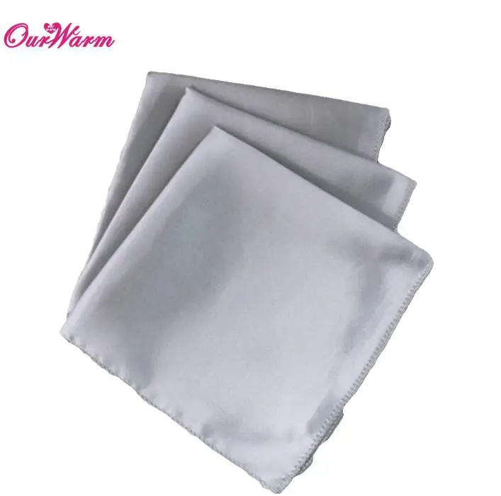 SIL 100Pcs Wedding Table Napkins 12" Square Pocket Handkerchief Satin Table Dinner Napkins for Wedding Decoration Accessories - Цвет: SIL