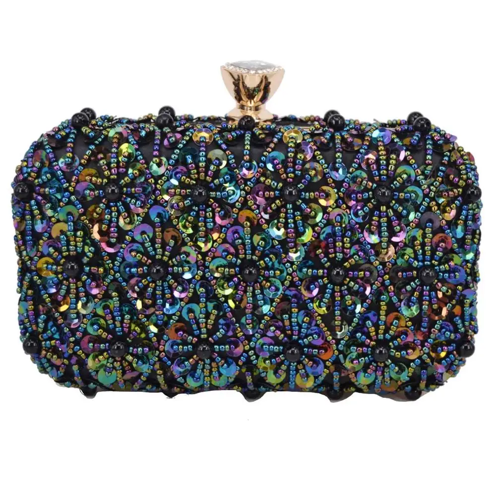 colorful 2 Розовое серебро, золото, хрусталь, бисерный клатч, женские вечерние сумочки, свадебные сумочки, дамские вечерние сумки, женские сумки через плечо - Цвет: colorful 2