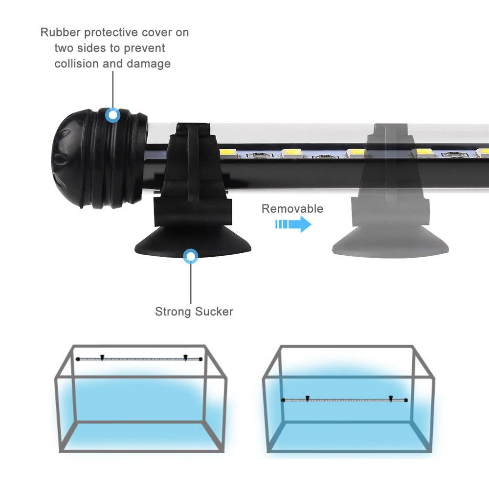 Светодиодный аквариум светильник DC12V 5050 RGB Водонепроницаемый светодиодный аквариумный светильник s Погружной Подводная лампа на прищепке 19 см 29 см 39 см 49 см