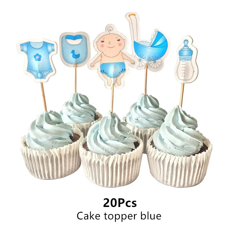 20pcs Cake topper B Baby Shower баннер его мальчик/девушка воздушный шар "Конфетти" Детские Пол раскрыть День рождения украшения подарок для детей вечерние Декор поставки - Цвет: 20pcs Cake topper B