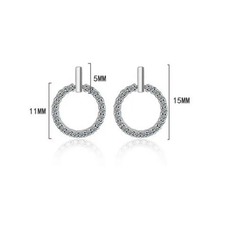 Anenjery 925 пробы серебряные сережки oorbellen мозаичные CZ циркониевые круглые серьги-гвоздики для женщин boucles d'oreuilles S-E407