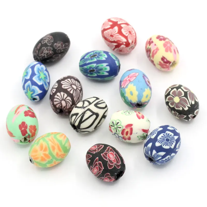 DoreenBeads бусины из глины овальные разных цветов узор около 17 мм(5/") х 13 мм(4/8"), отверстие: Приблизительно 2 мм, 6 шт. Новинка