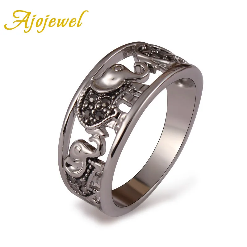 Женское составное кольцо в виде слона с черными стразами|elephant ring|brand rings for womenrings
