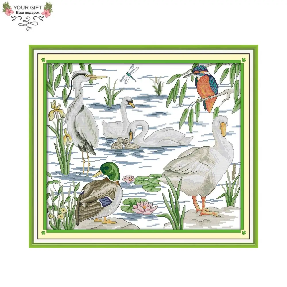 

Joy Sunday D630 14CT 11CT Stamped and Counted Home Decoration Water Birds Animal Needlepoints Cross Stitch Kits