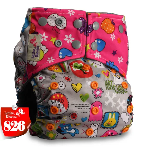 [Littles&Bloomz] Детские моющиеся многоразовые тканевые подгузники, бамбуковый уголь, один размер, подгузники, обертывающиеся вставки - Цвет: 826