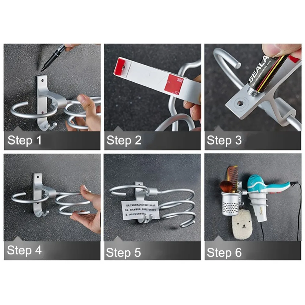 Космическая алюминиевая сушилка для волос многофункциональная стойка хранения