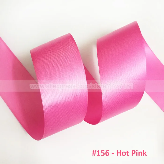 156 Hot Pink 25 ярдов) высокое качество " 5 см 50 мм Двусторонняя атласная лента полиэстер двухсторонняя ленты для свадебного украшения ремесла - Цвет: 156 Hot Pink