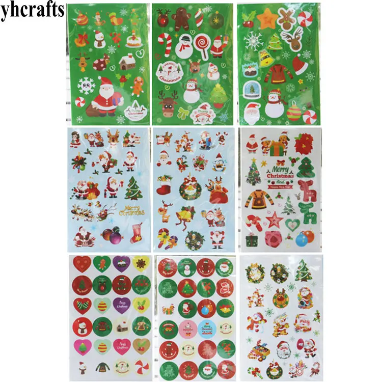 9 sheets mix 9 листов(160 наклеек)/Партия. Рождественские бумажные наклейки, декоративные этикетки для детей, игрушки для детского сада награда, наклейки, рождественские подарки, игрушки - Цвет: 9 sheets mix