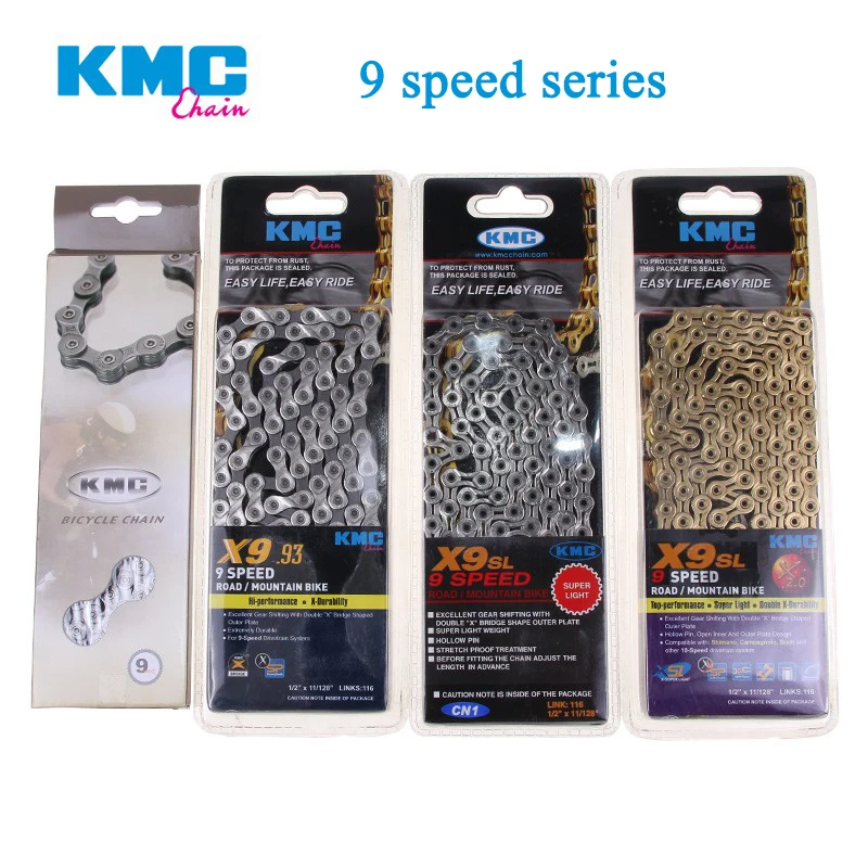KMC X8 X9 X9sl X10 X10sl X11SL велосипедная цепь 9S 10S 11S золото для MTB/шоссейного велосипеда для Shimano/SRAM 8 9 10 11 скорость 116л/цепной велосипед