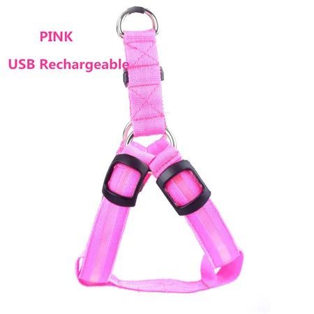 Pink USB C05 нейлоновый светодиодный жгут безопасности для домашних животных, мигающий светильник, светодиодный жгут на грудь для собак, регулируемый светодиодный ошейник для собак, жилет, зарядка от аккумулятора/usb - Цвет: Pink USB