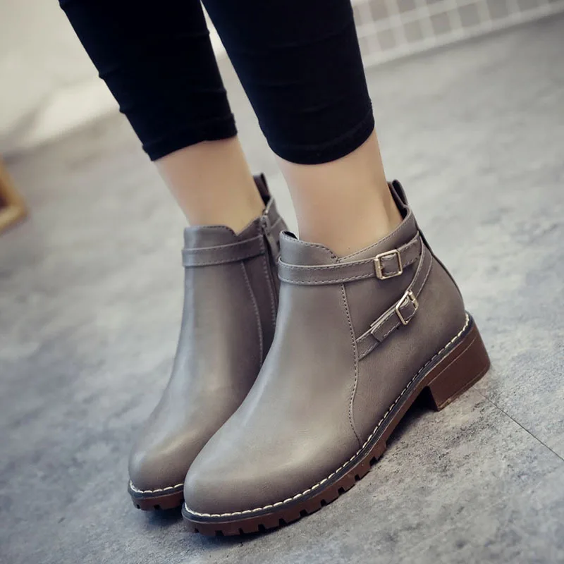 Женские ботильоны без шнуровки черные или серые однотонные ботинки из