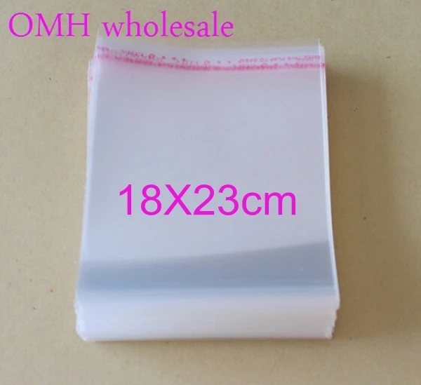 

OMH wholesale 200pcs 18x23 cm OPP stickers self adhesive transparent clear PP plastic bags for Jewelry gift packaging PJ369-7