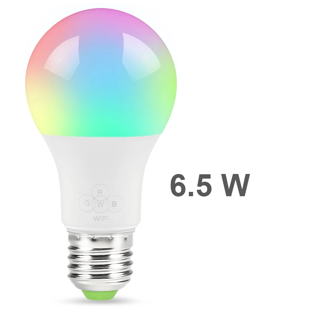 E27 6.5W WiFi умный светильник с регулируемой яркостью многоцветный E27/E14/B22 6,5 Вт Светодиодный светильник совместим с Alexa и Google Assistant Smart Home - Цвет: E27 6.5W