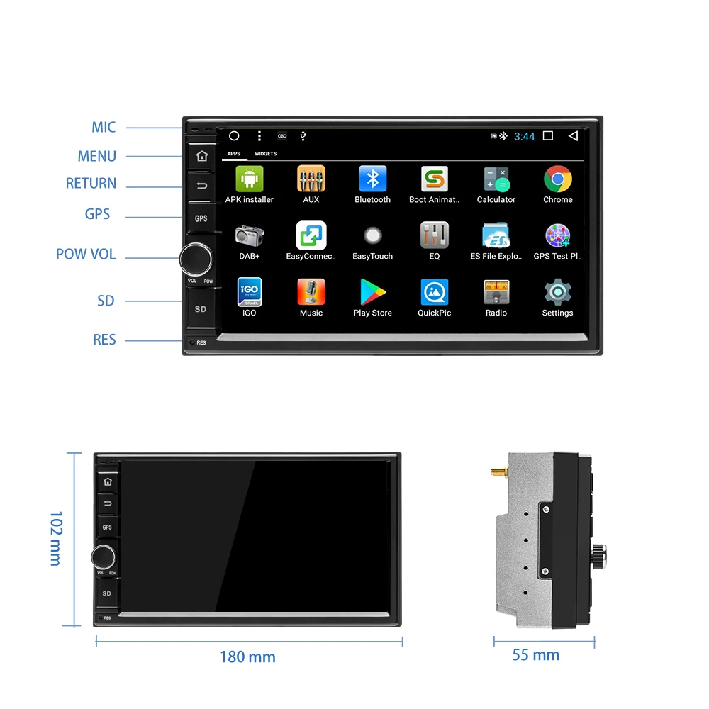 AMPrime 2 din автомобильный радиоприемник андроид gps 7 &quotBluetooth WI FI Mirrorlink DVR MP5