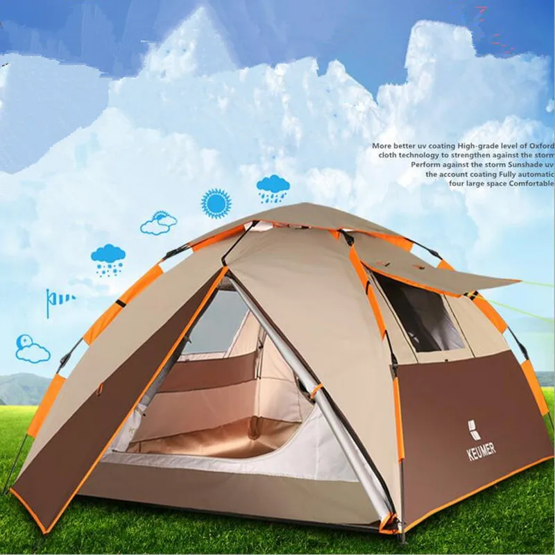 Online 2018 Neue Doppel Schicht 3-4 Person 3 Farben Camping Zelt Winddicht Wasserdichte Zelte Outdoor Wandern Angeln Zelt Picknick Zelt