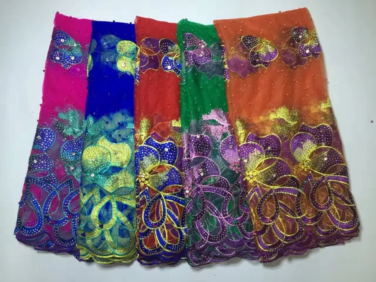 

African Tulle Lace Fabric 2017 African French Lace Fabric High Quality With Stones Nigerian Embroidery Tulle French Laces DB1082