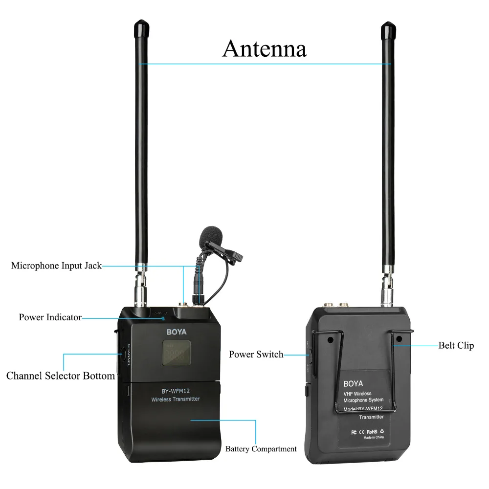 BOYA BY WFM12 VHF Беспроводная микрофонная система для IOS Android смартфонов видео DSLRs