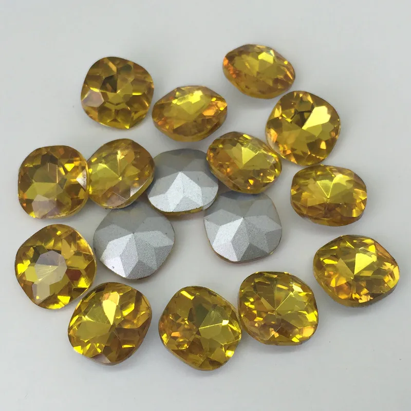 topaz TopStone классический толстый квадратный кристалл необычный камень Pointback стеклянные стразы 8 мм, 10 мм, 12 мм, 14 мм, 18 мм для изготовления ювелирных изделий - Цвет: topaz