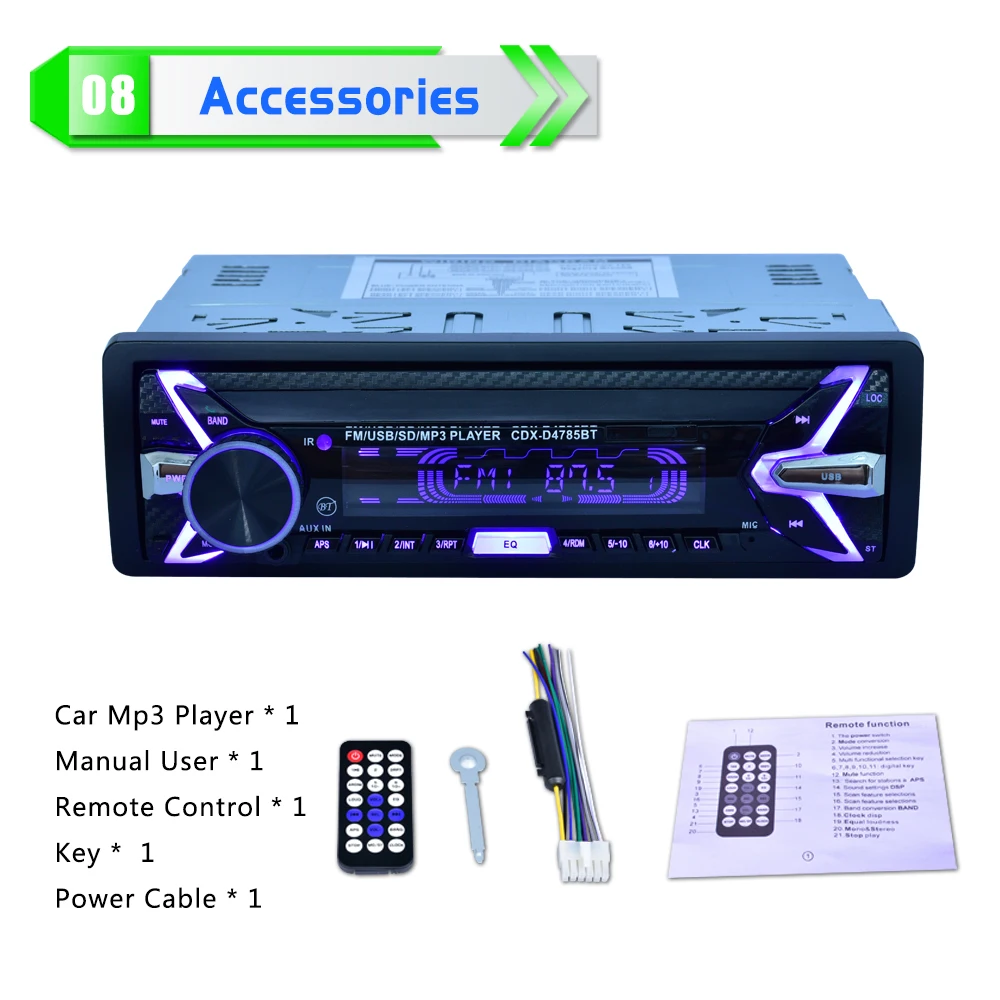 Bluetooth Съемная панель Авторадио автомобильное радио FM RDS стерео аудио плеер USB SD 7