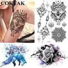 Искусственная водостойкая Татуировка Ловец снов из Индии, татуировка хной, временное тело для женщин, шея, грудь, черная татуировка, сделай сам, мандала, флора, тату