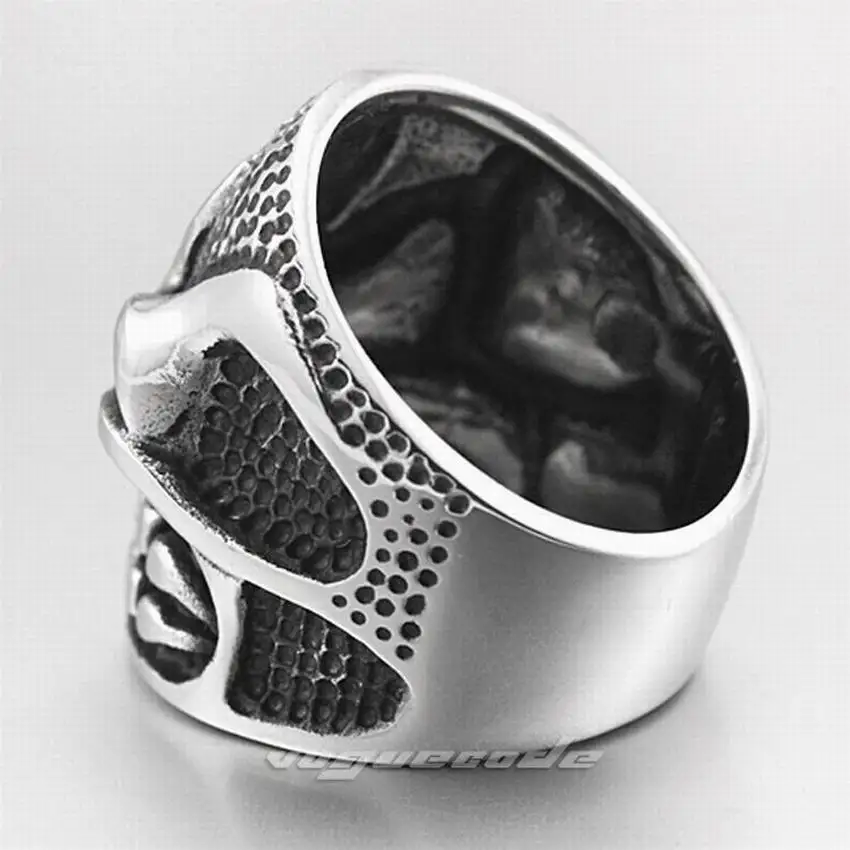 Мужское байкерское кольцо в стиле панк с сердитым черепом из нержавеющей стали
