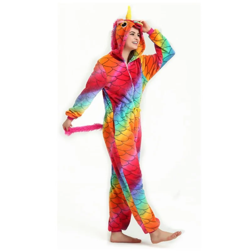 Оптовая продажа Rainbow Star Единорог Onesie для взрослых унисекс Косплэй костюм пижамы