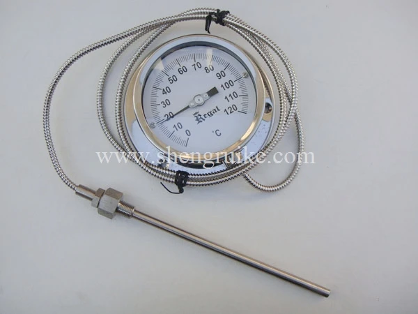 Капиллярный биметаллический термометр SS 304 0-120C чехол