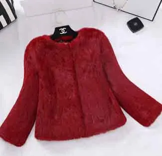 Burgandy Новинка года; пальто из натурального кроличьего меха; куртка из чистого кроличьего меха; с фабрики; Розничная ; скидка; KFP820 - Цвет: Burgandy