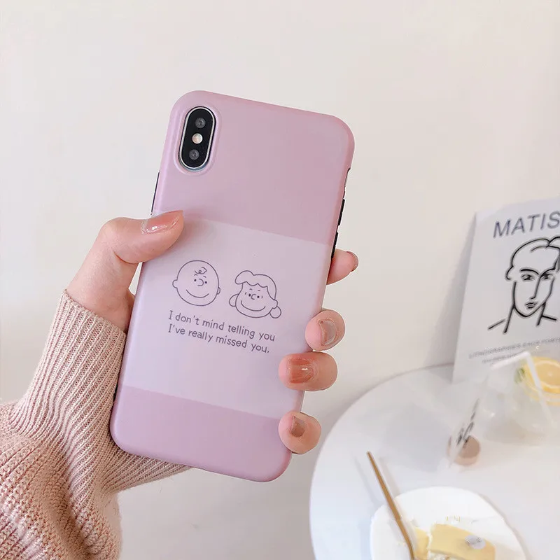 Милый мультяшный чехол для телефона с розовой иллюстрацией iPhone 7 Puls 6 6S 8Puls X Xs XR Xsmax