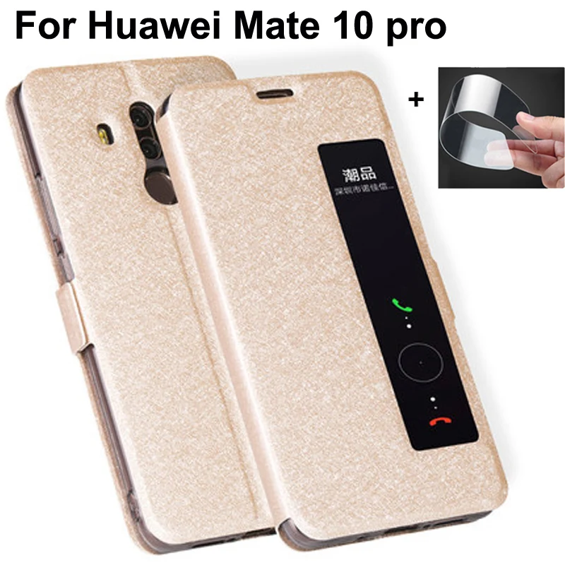 Роскошный кожаный флип-чехол с окошком спереди для Huawei Mate 10 pro, чехол для телефона Huawei Mate10 pro, задние Чехлы Mate10pro, чехол-бампер