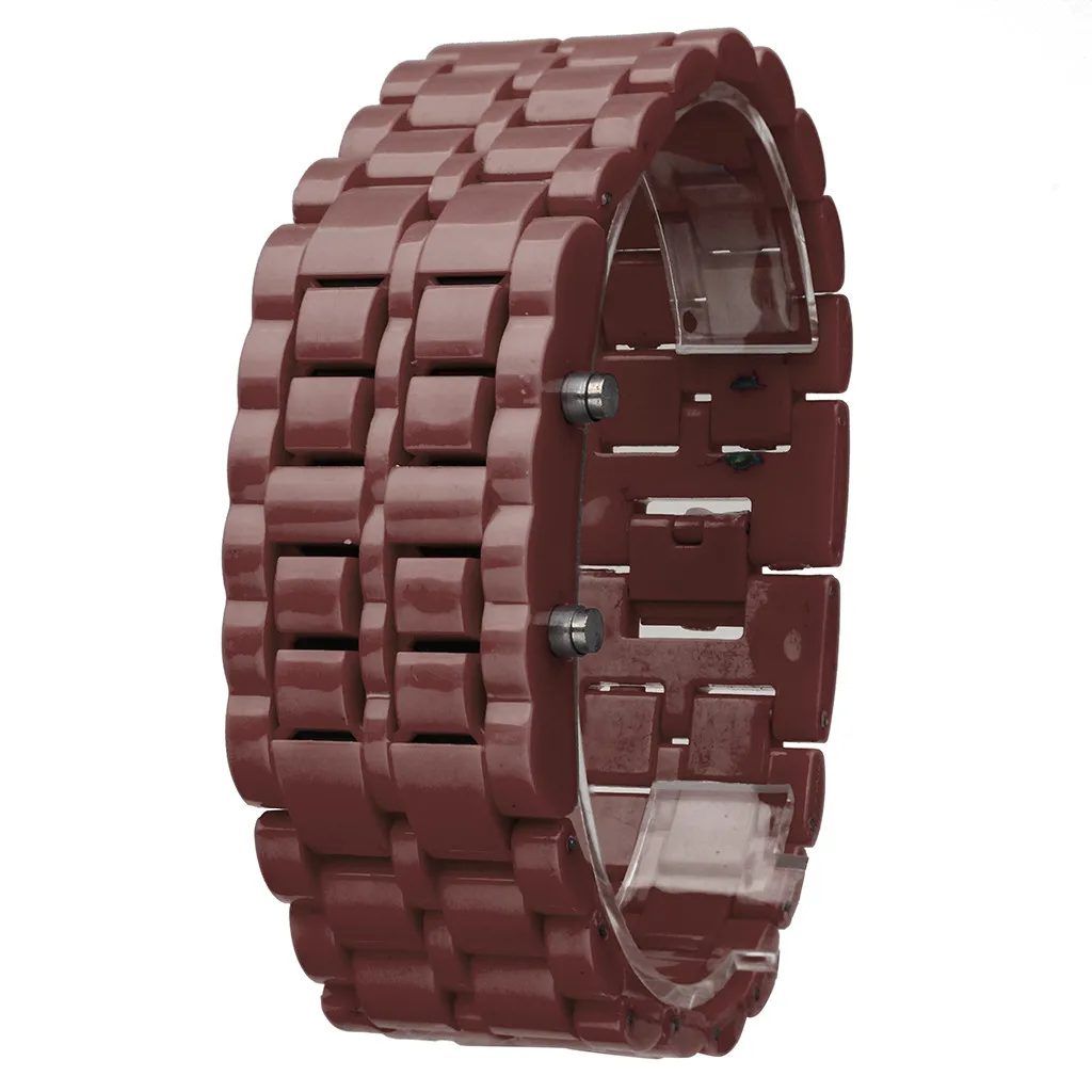 Модные электронные часы браслет из нержавеющей стали для мужчин и женщин лава