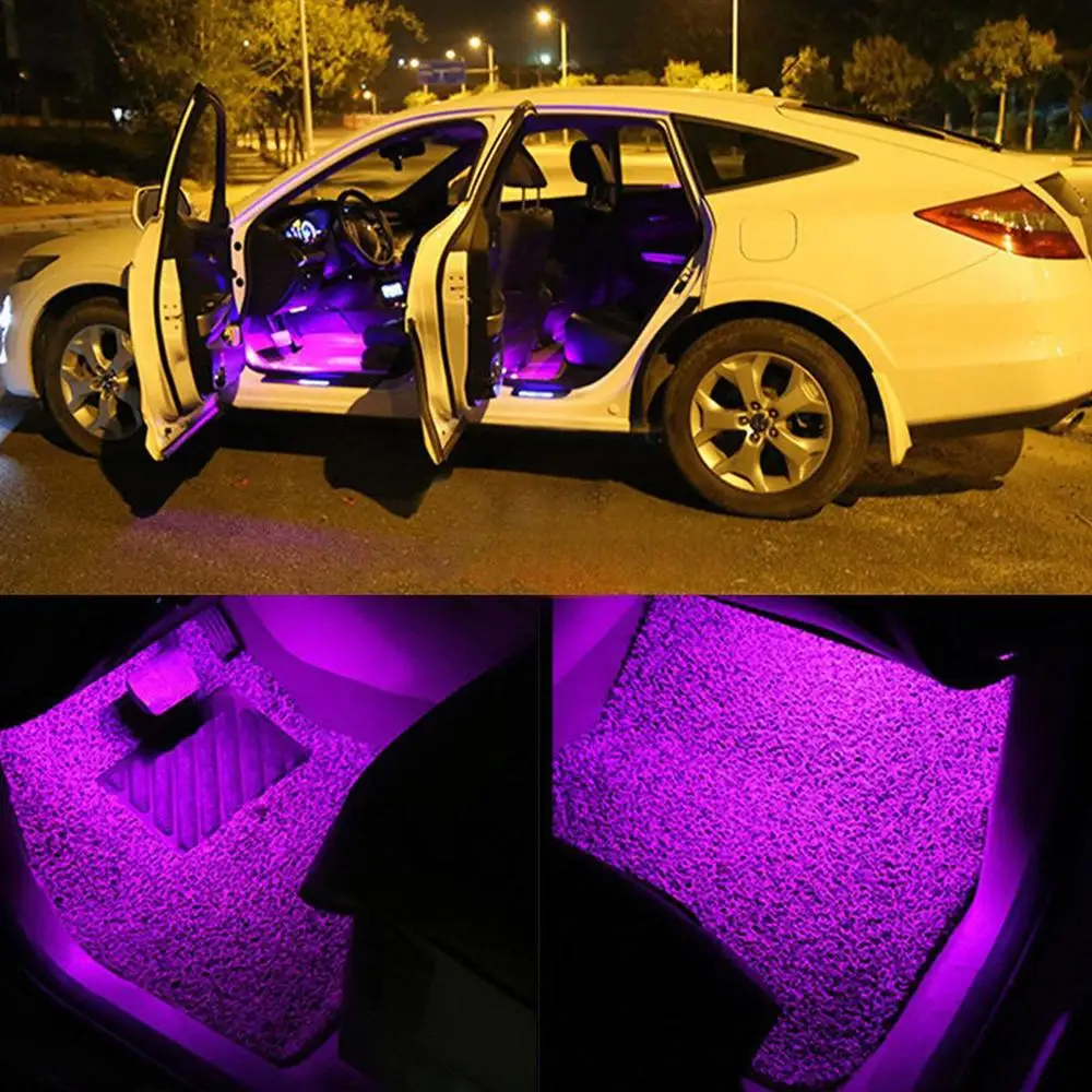 Разноцветные Автомобильные светодиодные полосы интерьерные автомобильные огни