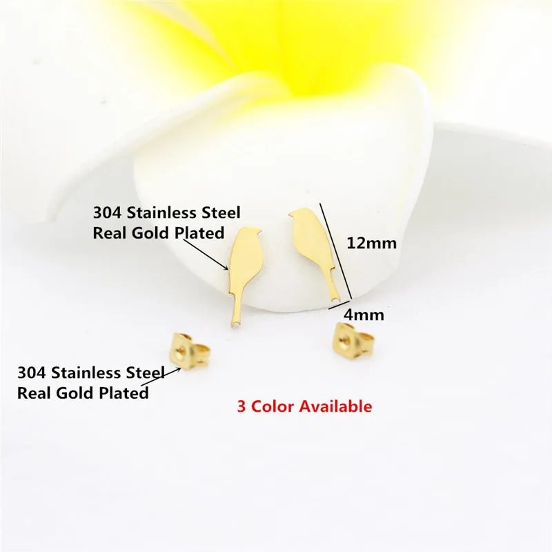 Minimal Rose Gold Bird Earrings For Women Fashion Jewelry Cute Kids Earring Stainless Steel Friendship Gifts Animal Accessories | Украшения