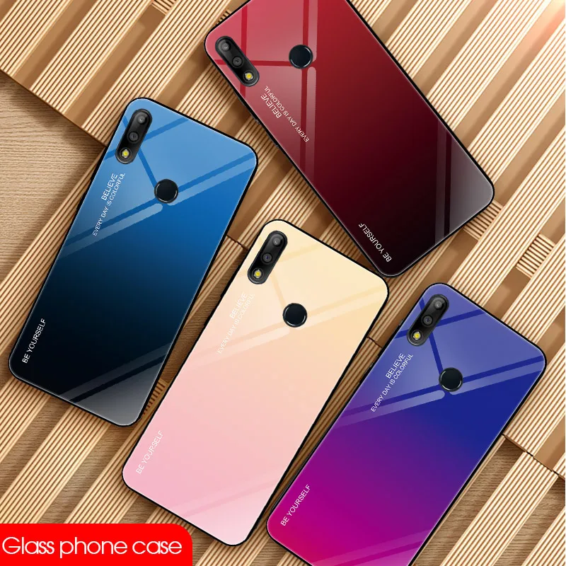 Fashion Gradient Tempered Glass TPU Bumper Phone Cases For Asus Zenfone Max M2 Pro ZB631KL M1 ZB602KL ZB601KL ZB633KL Capa |