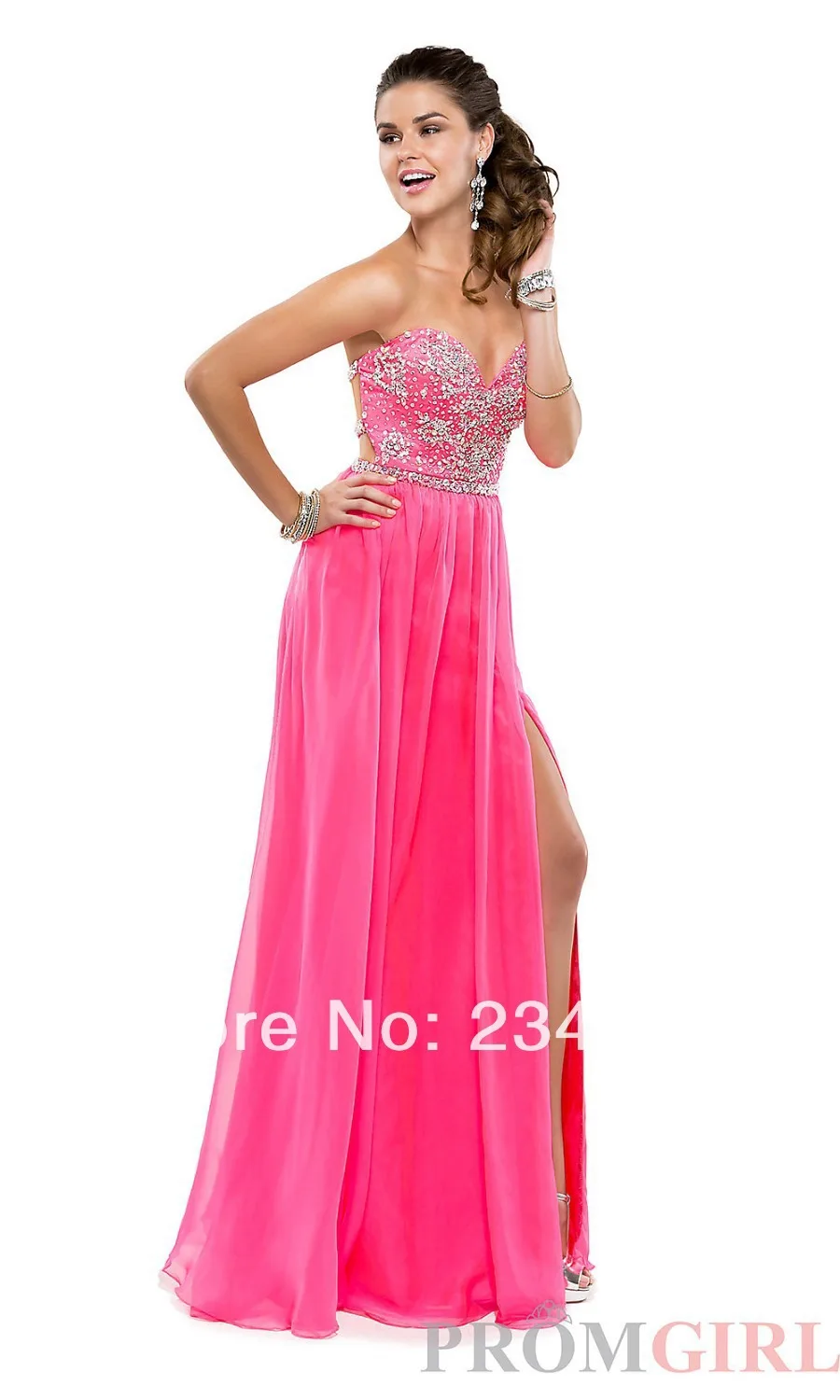 2014 Sexy Sweetheart Beaded Chiffon Long A-line Prom Dresses with Open Back Formal Pageant Gown | Свадьбы и торжества