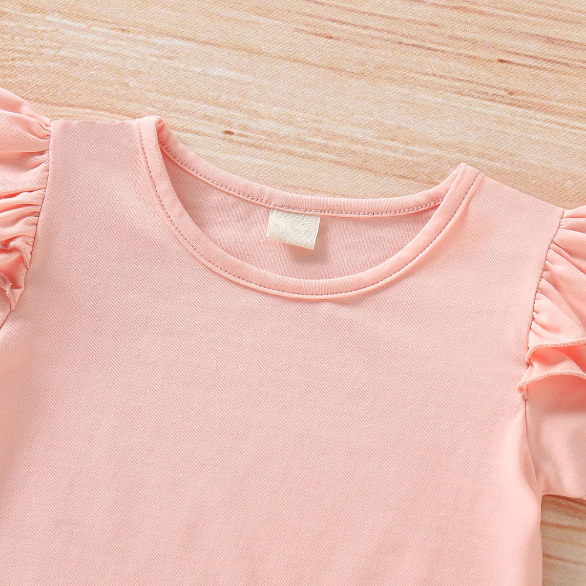 Одежда для маленьких девочек Однотонная рубашка с короткими рукавами и круглым