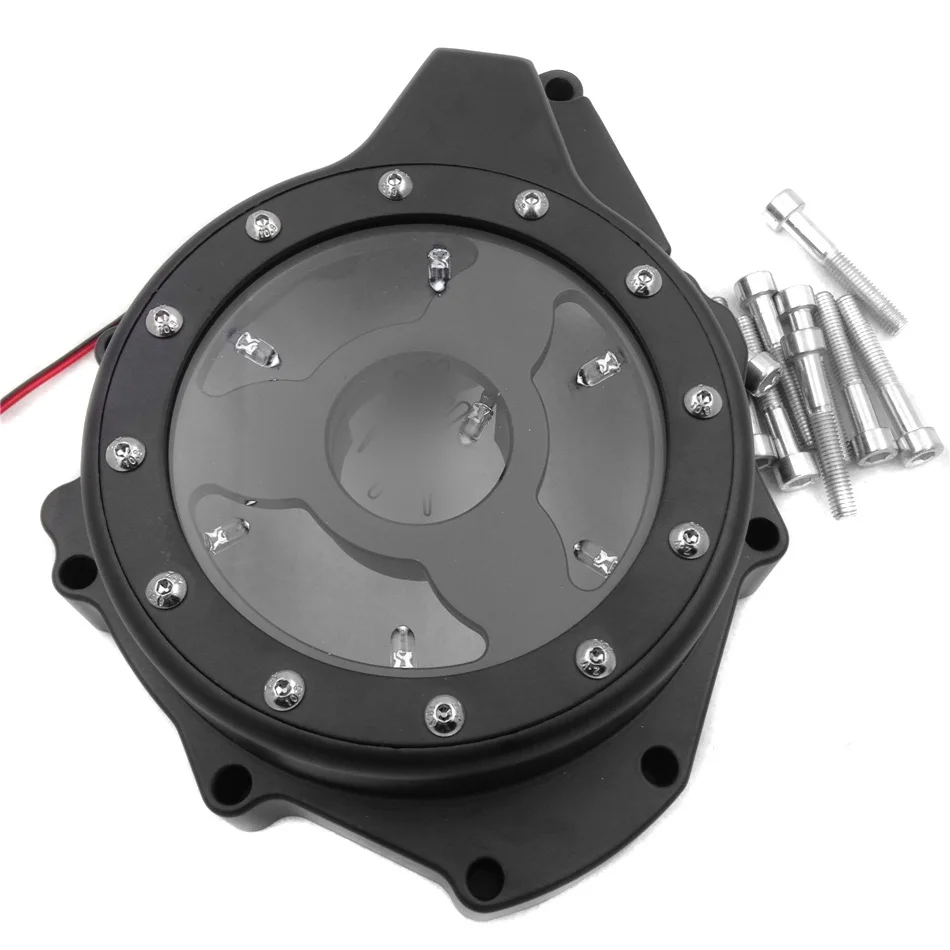 Aftermarket мотоцикл части белый светодиодный прозрачный двигатель статор крышка подходит для Suzi GSX1300R Hayabusa 99-13 черный
