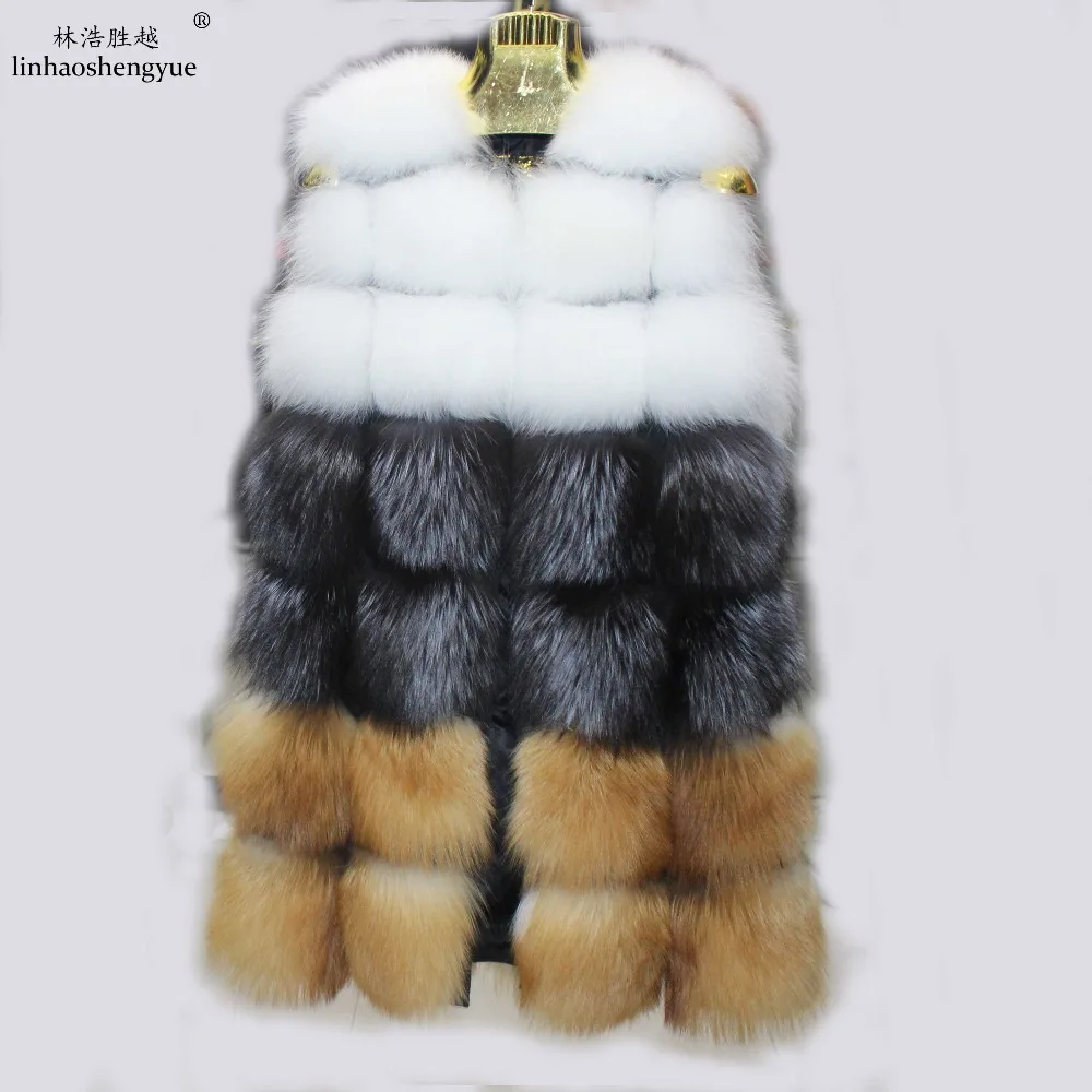 Linhaoshengyue Winter Fashion Fox Fur Vest  Silver Fox Fur and Red Fox Fur Fashion Warm