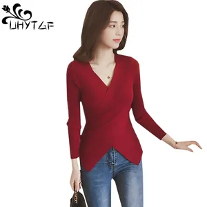 UHYTGF Chompas де Mujer Para El Invierno женские свитер, вязаный пуловер с длинным рукавом, осенний свитер, эластичны, сексуальные, тонкие, одежда 550