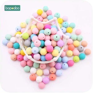 Bopoobo детский уход, прорезыватель, силиконовые бусины, 15 мм, 10 шт., материалы для пищевых продуктов, сделай сам, браслет, детская кроватка, игрушки, аксессуары для ухода за ребенком, Прорезыватель для зубов