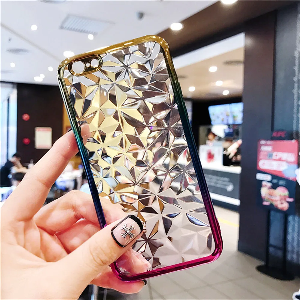 Case For OPPO F3 F5 F7 A83 A5 Luxury Plating 3D Diamond Pattern Phone Oppo R15PRO R11s Transparent Silicone Soft Cases |