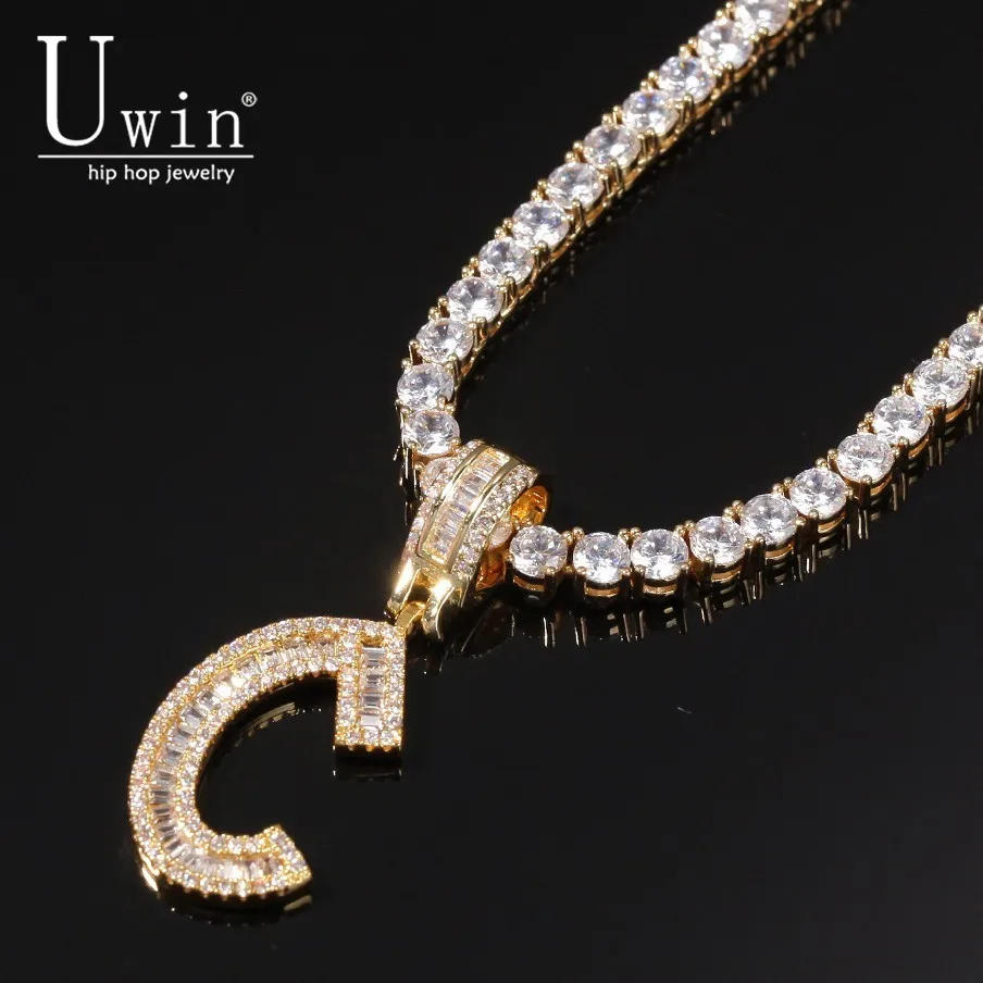 

Uwin custom Baguette Letters tennis chain name nacklace Cubic Zirconia chain Bling Bling full Iced Out HipHop men’s Jewelry Gift