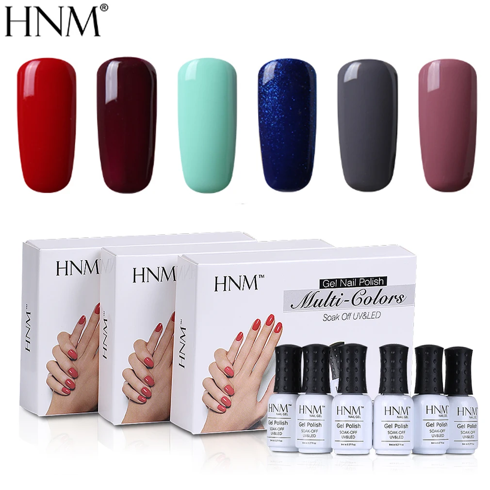 HNM УФ гель для ногтей Подарочная коробка 6 шт./лот 8 мл светодиодный Гель лак Краска