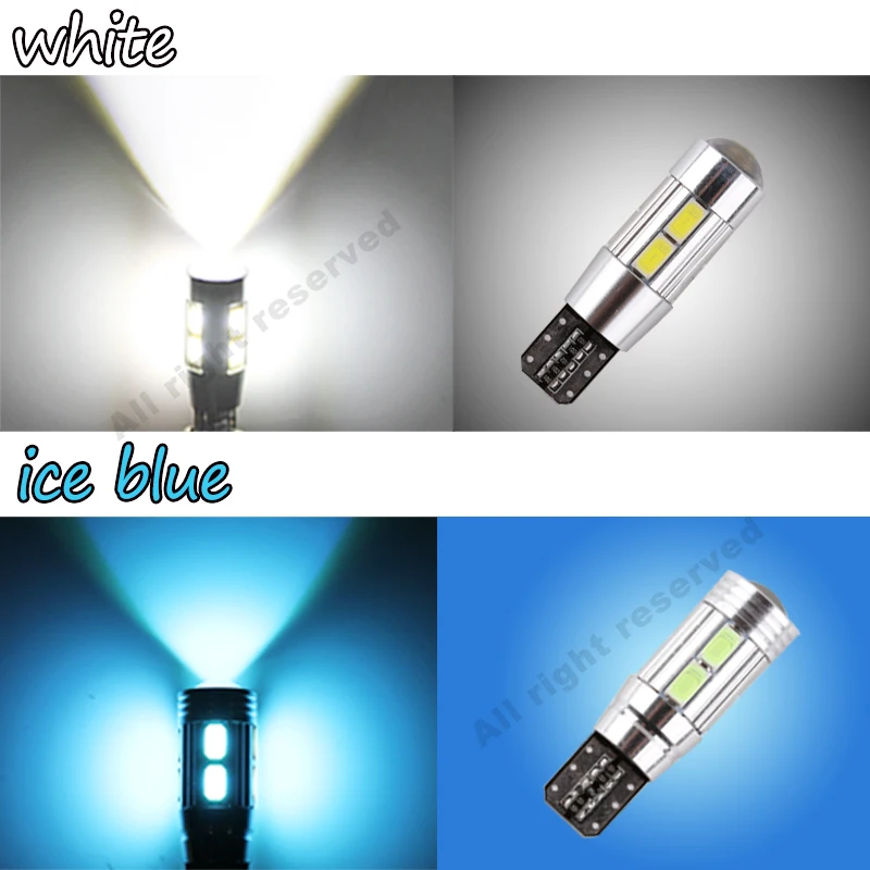 10 шт. T10 W5W светодиодный лампы 10SMD CANBUS OBC Error Free светильник 501 приборной панели