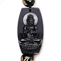 miara l 10mm high quality natural black obsidian carved buddha lucky amulet round beads bracelet for women men bracelet jewelry