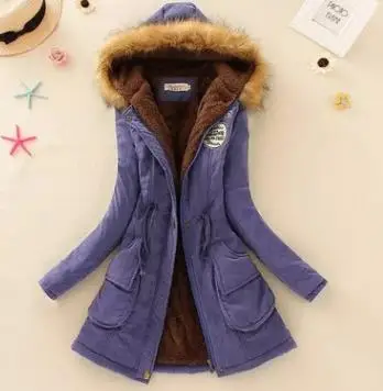 Royal blue Зимнее женское пальто новая парка Повседневная Верхняя одежда милитари с капюшоном утепленное хлопковое пальто зимняя куртка женская меховая одежда S-XXXL - Цвет: Royal blue