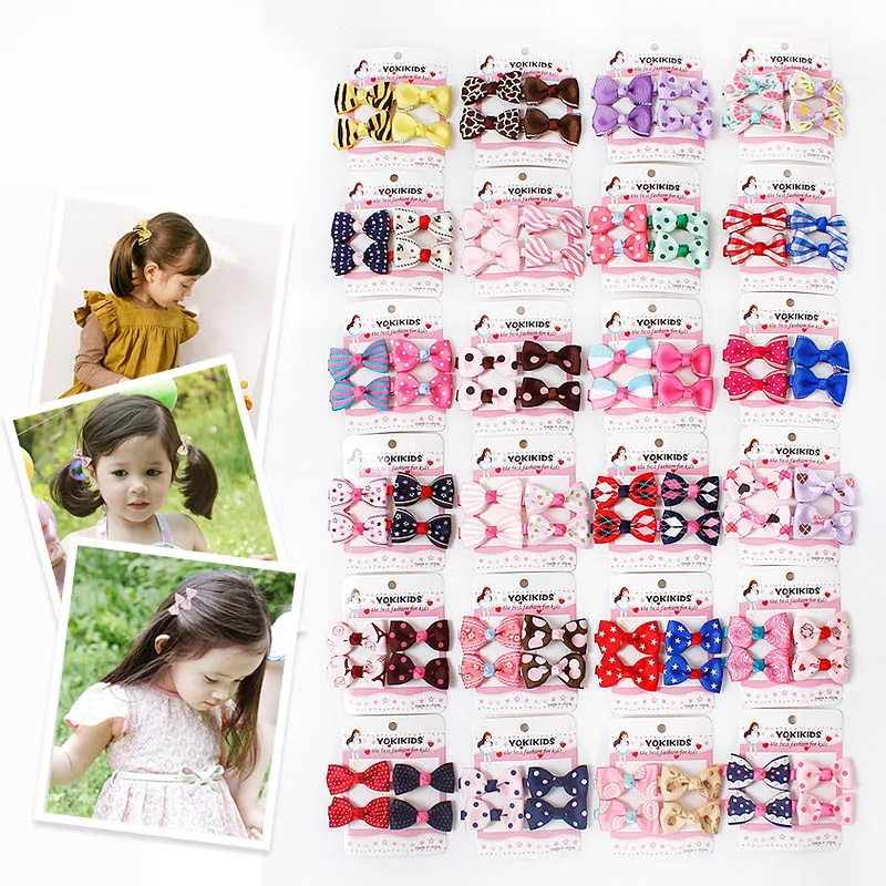 MIXIU 4pcs/set Cute Children Hair Clip Accessories Headwear Baby Ribbon Bow Kids Girls Hairpins Full Cover Clips | Детская одежда и