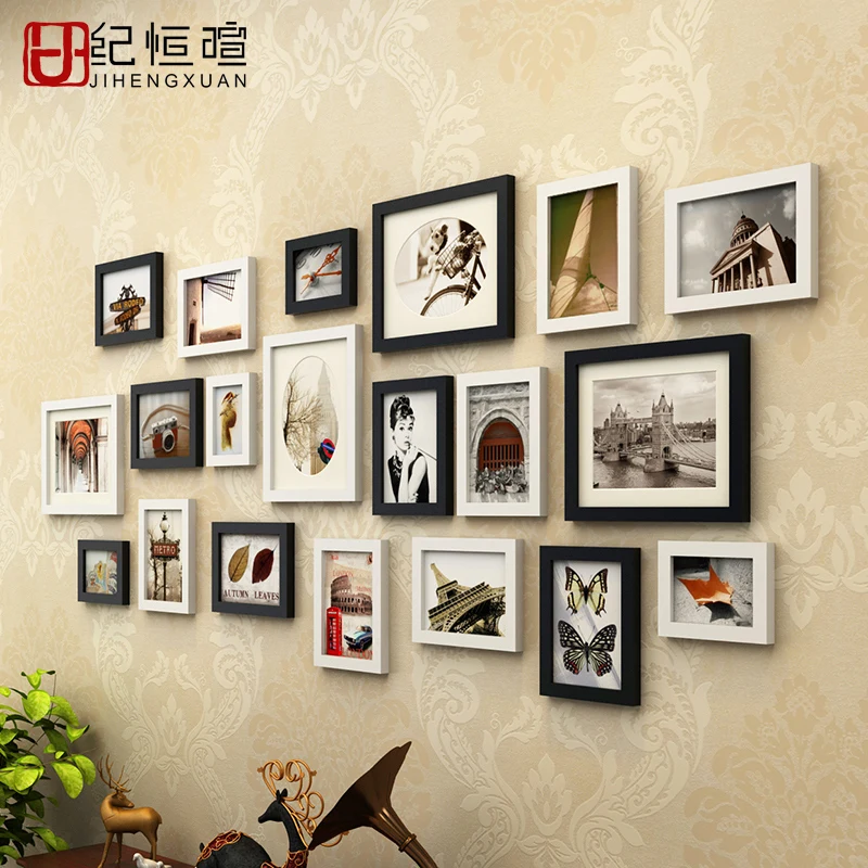 

20pcs Blue & White Wall Hanging Photo Frames Mediterranean Style Picture Frames Set For Home Bar Decor 4 Colors marcos para foto